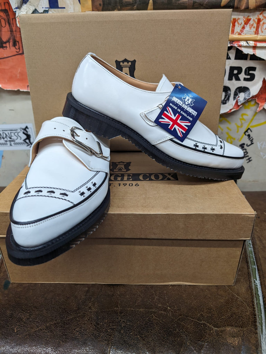 George Cox - 4067 White Leather Monk Strap