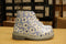 DR MARTENS - BLUE AND WHITE FLOWERS BOOT WITH FLUORESCENT SOLE (6 EYELET) - BRITISH BOOT COMPANY LTD