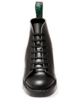 SOLOVAIR - BLACK HI-SHINE LEATHER MONKEY BOOT - BLACK SOLE
