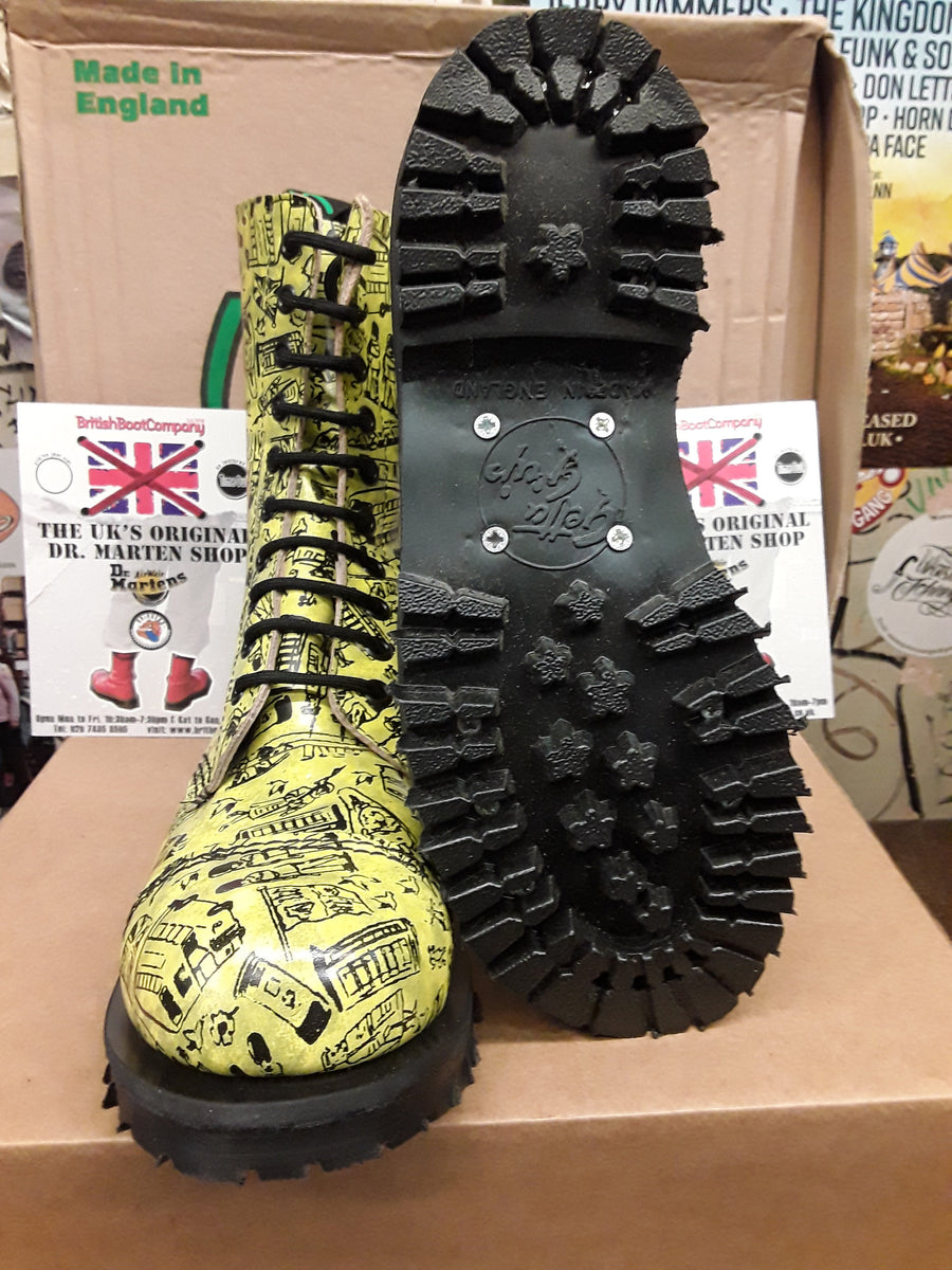 Dr Martens Getta Grip Yellow London Print 10 hoe boots made 