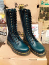 Dr Martens Boots, Size UK3, Teal Vintage Double Zip, High Boots, Leather Boots 14 Hole / 9733