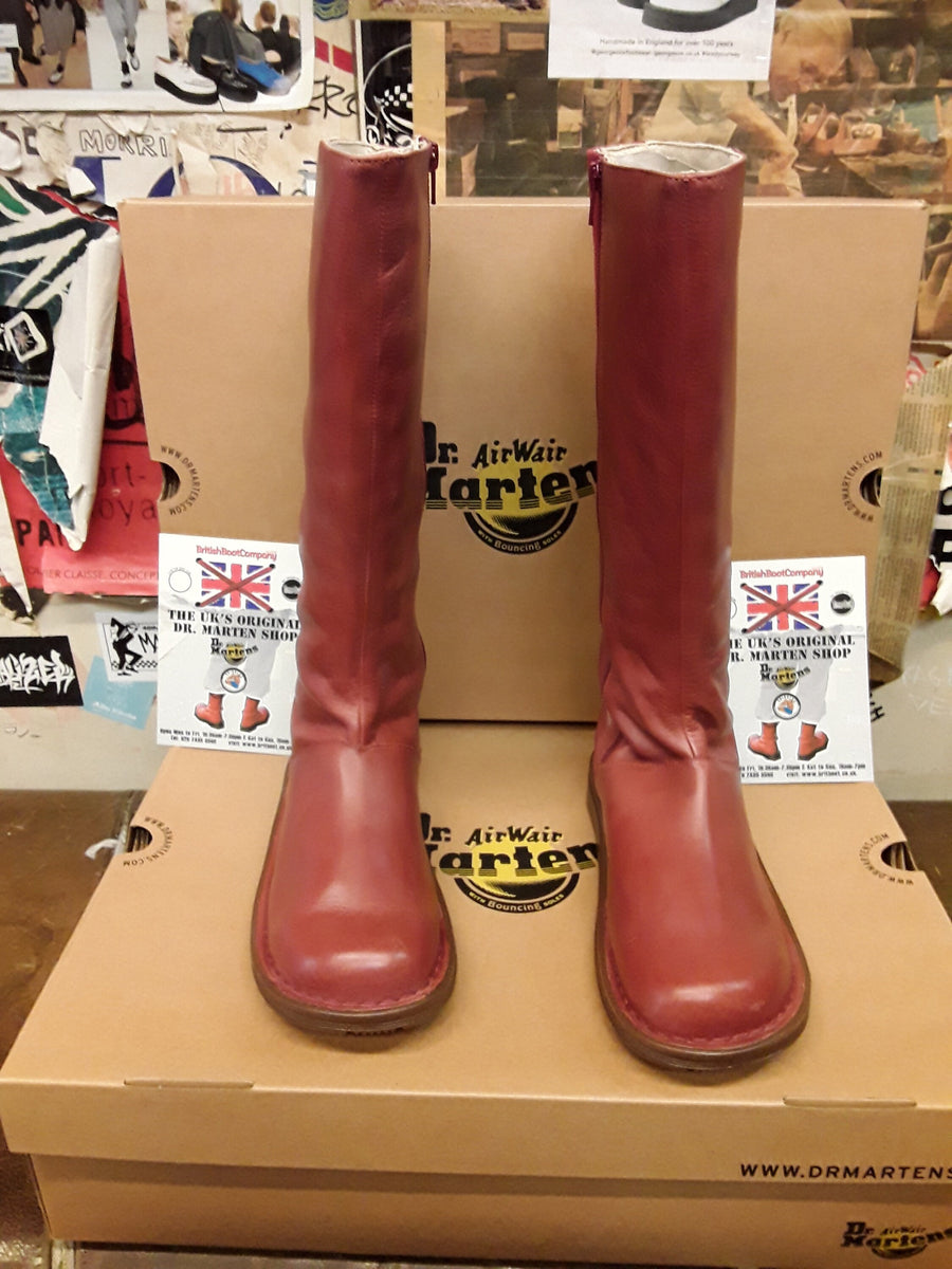 Leather Boots Tall Red Doc Marten Boots Dr Martens Monica Red Knee