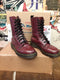 Dr Martens 1490 Vintage 90's, Size UK3, Made in England, Womens Leather Boots, Cherry 10 Hole