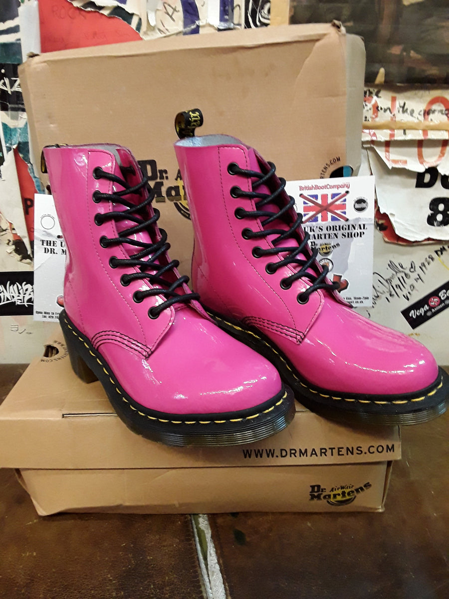 Dr Martens Clemency 8 Hole Heeled Boot Pink Patent