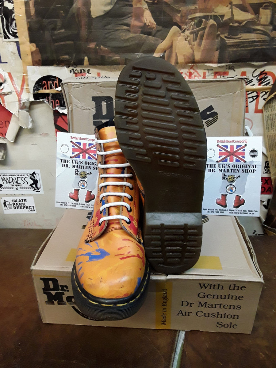 Dr Martens 1460 Hand Print Size UK8 Orange Vintage 90 s Made in England