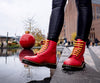 Dr Martens Ankle Boots / Red Winter Boots / Womens Leather Boots