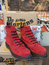 Dr Martens Red Suede Leather Boots, Size UK6, Made in England, Vintage 90's, 6 Hole / 8175