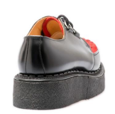 ROBOT BLACK LEATHER RED SUEDE 4 D RING CREEPER 3588