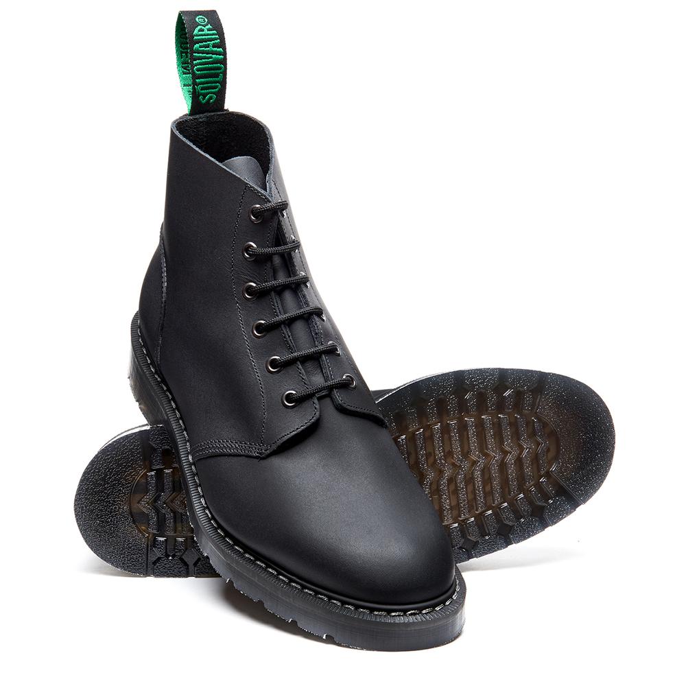 SOLOVAIR "ASTRONAUT" BLACK GREASY LEATHER BOOT 1969 (6 EYELET)