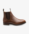 LOAKE - "CHATSWORTH" BROWN LEATHER CHELSEA BOOT WITH RUBBER STUDDED SOLE