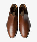 LOAKE - "CHATSWORTH" BROWN LEATHER CHELSEA BOOT WITH RUBBER STUDDED SOLE