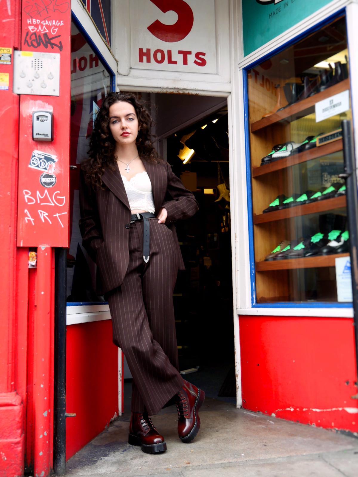 GRINDERS ALICE X BURGUNDY RUB OFF LEATHER BOOT WITH DOUBLE SOLE UNIT