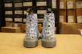 DR MARTENS - BLUE AND WHITE FLOWERS BOOT WITH FLUORESCENT SOLE (6 EYELET) - BRITISH BOOT COMPANY LTD