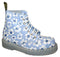 DR MARTENS - BLUE AND WHITE FLOWERS BOOT WITH FLUORESCENT SOLE (6 EYELET) - The British Boot Company LTD