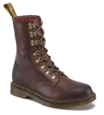 DR MARTENS WALLIS BROWN BURNISHED LEATHER WYOMING BOOT
