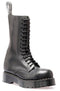 GRINDERS - HERALD X BLACK GREASY LEATHER BOOT WITH DOUBLE SOLE (14 EYELET) - The British Boot Company LTD