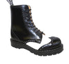 GRINDERS - RUDE BOY BLACK AND WHITE LEATHER STEEL TOE BOOT (9 EYELET) - The British Boot Company LTD