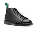 SOLOVAIR - BLACK GREASY LEATHER MONKEY BOOT - BLACK SOLE (7 EYELET) - The British Boot Company LTD