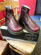 Dr Martens Vintage 80's, Size UK4, Made in England, Womens Dark Red side zip Boots