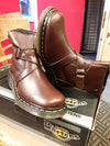 Dr Martens Vintage 80's, Size UK4, Made in England, Womens Brown Leather Boots, Ankle Boots with Strap and Side Zip