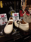 Dr Martens Strap Shoes, Made in England, Size UK5, Vintage 90's, Off White Patent  / 8141z