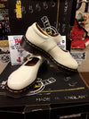 Dr Martens Strap Shoes, Made in England, Size UK5, Vintage 90's, Off White Patent  / 8141z