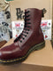 Dr Martens Cherry Red / 10 Eye Steel Toe Capped Boots, Womens Leather Boots / 1919z