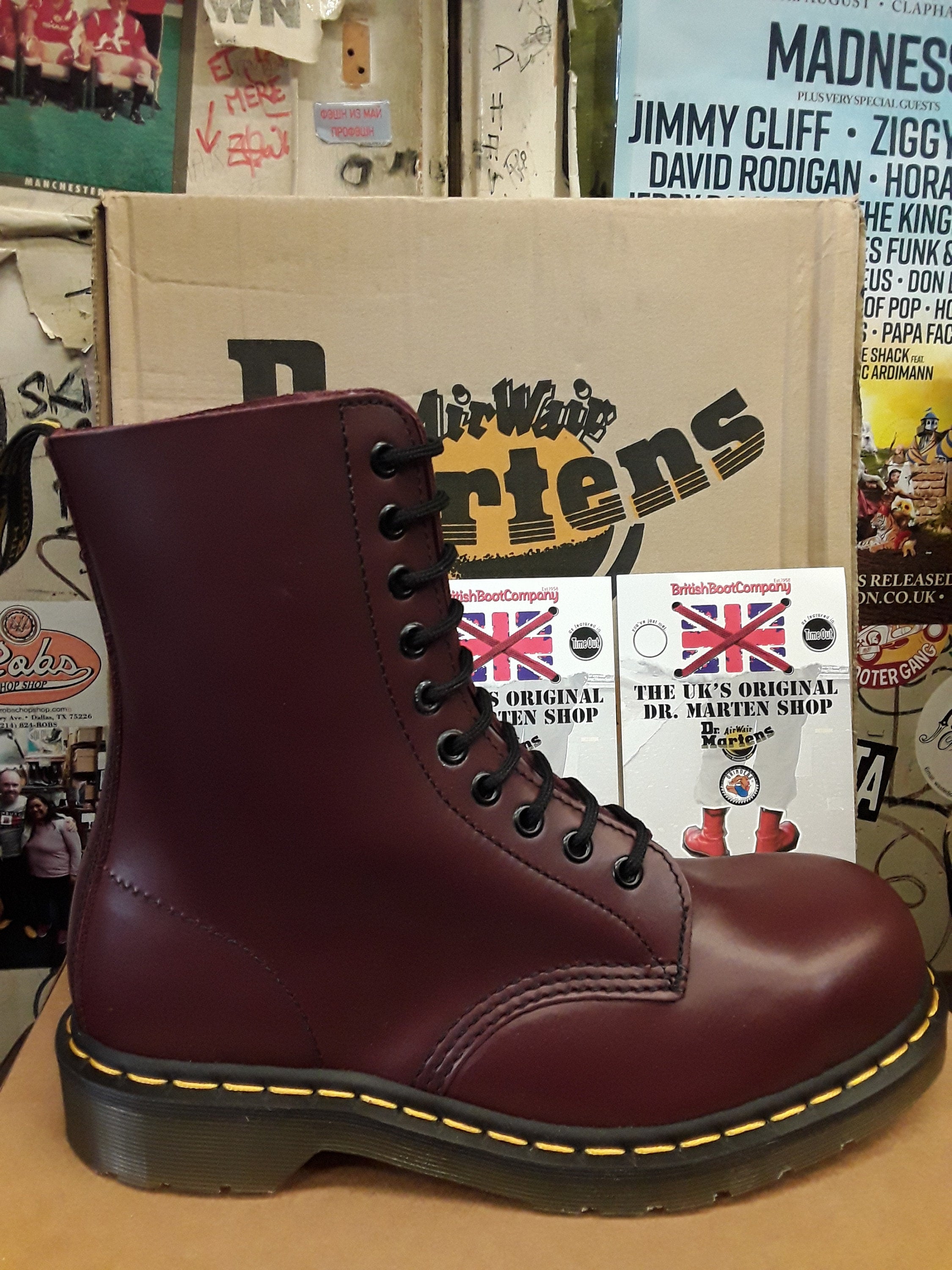Dr Martens Cherry Red / 10 Eye Steel Toe Capped Boots, Womens Leather ...