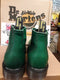 Dr Martens vintage Green waxy 6 hole boot,  platform sole.size 4 Made in England