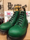 Dr Martens vintage Green waxy 6 hole boot,  platform sole.size 4 Made in England