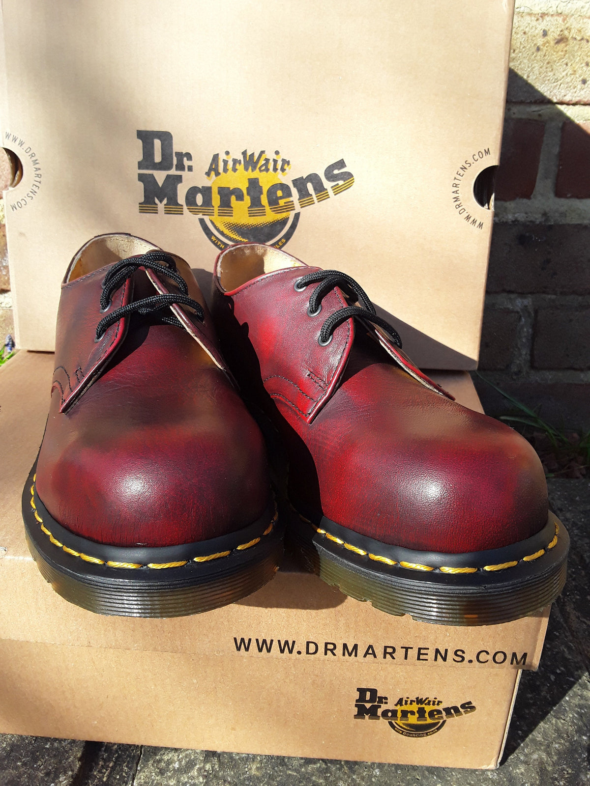 Dr Martens Deep Red Vintage, 3 hole steel toe Shoes, SIZE UK3 to 