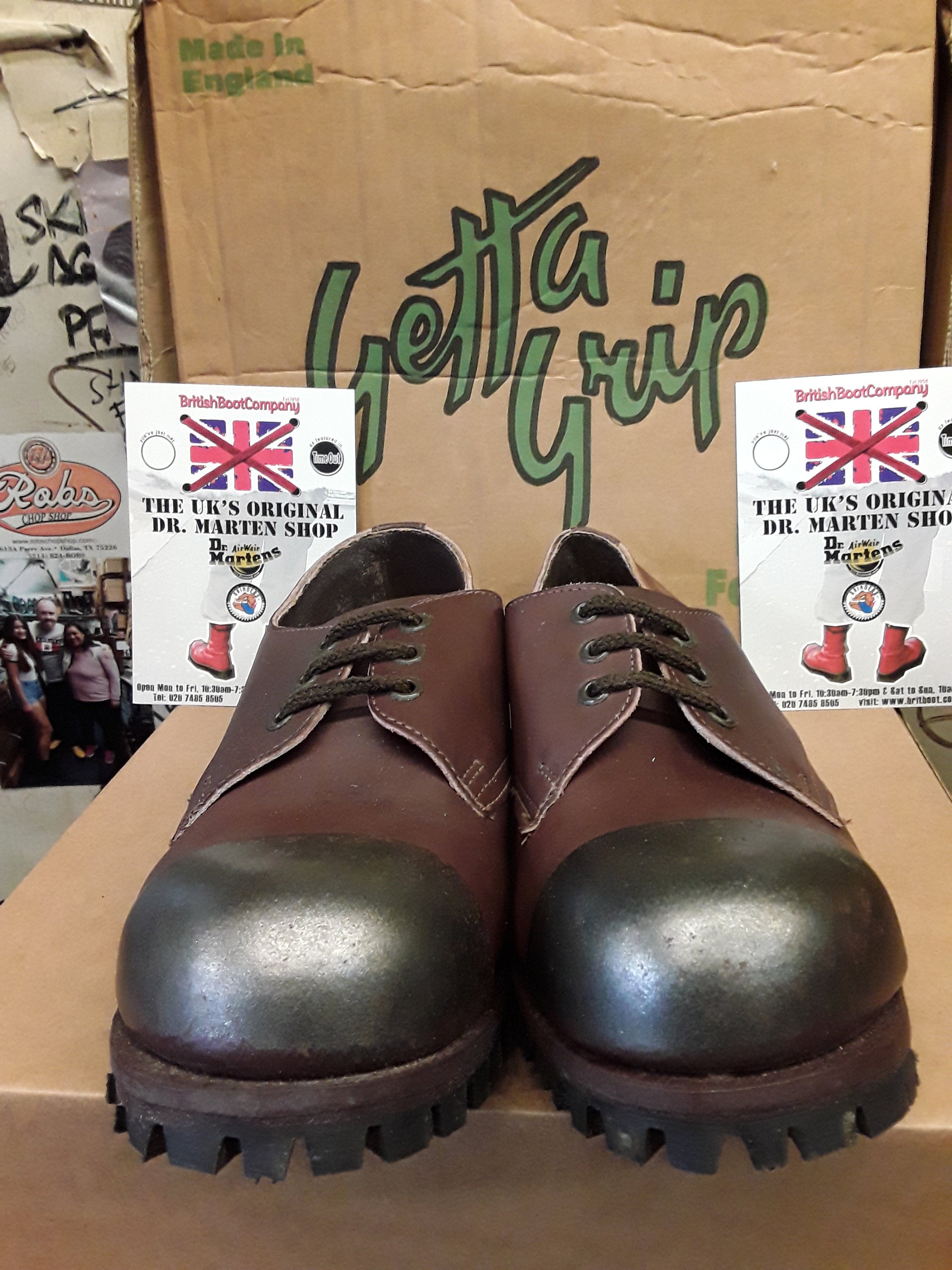 Dr Martens Getta Grip Brown Waxy Steel Toe Shoe Size 6 Made In England dr-martens-getta-grip-brown-waxy-steel-toe-shoe-size-6-made-in-england