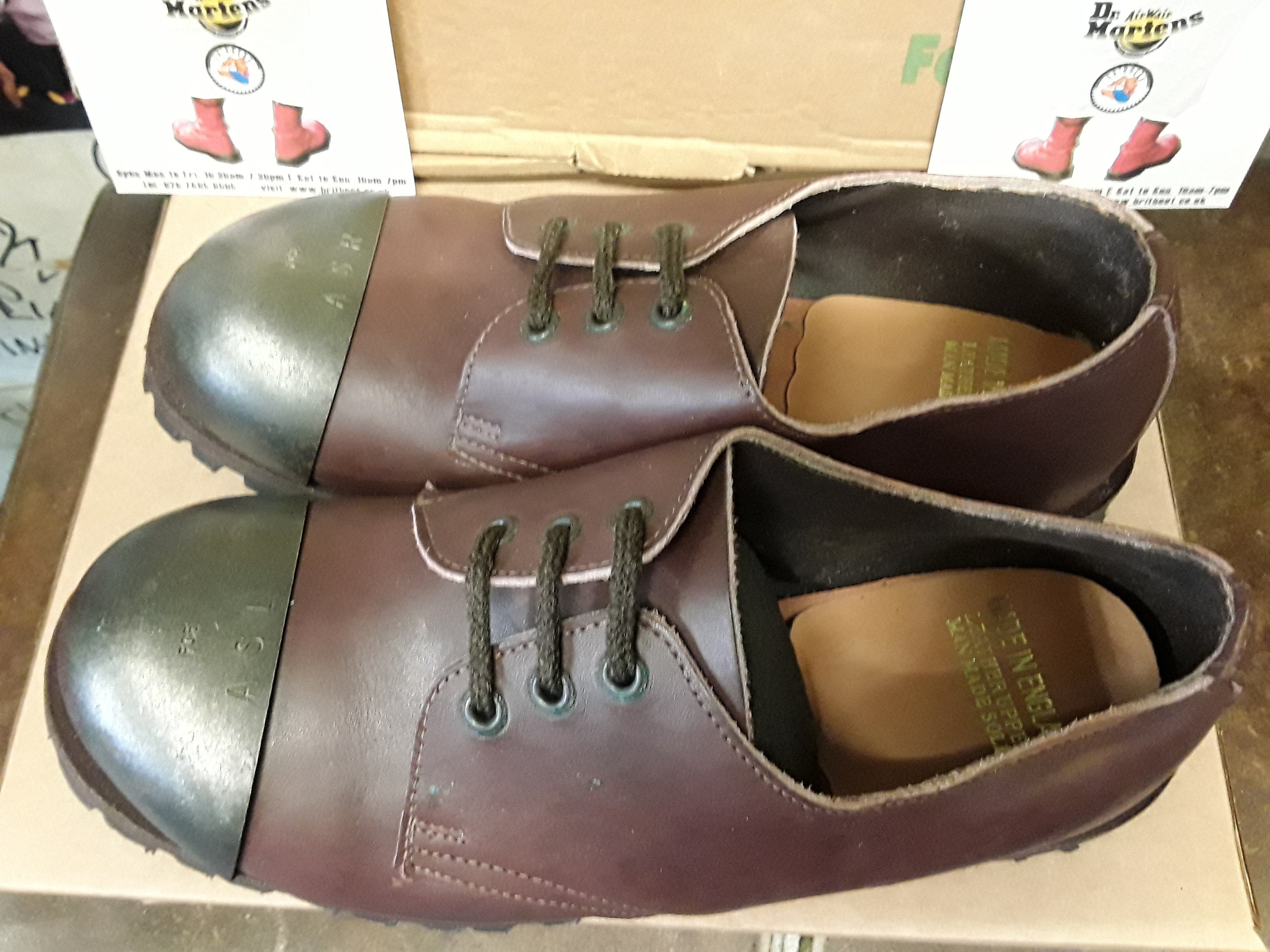 Dr Martens Getta Grip Brown Waxy Steel Toe Shoe Size 6 Made In England dr-martens-getta-grip-brown-waxy-steel-toe-shoe-size-6-made-in-england