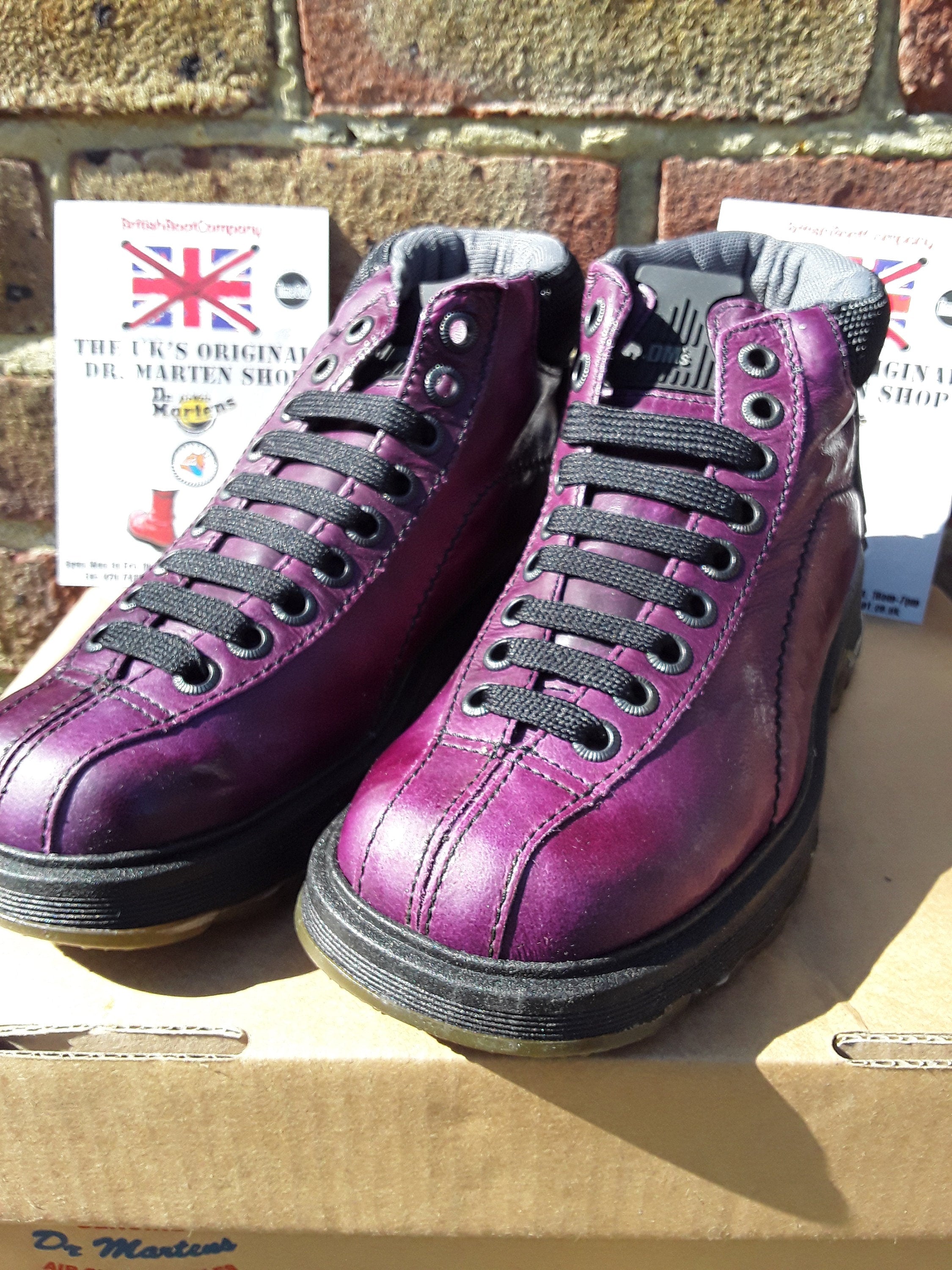 Dr Martens Boots / Size UK4 / Made in England / purple wet look 