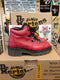 Dr Martens Made in England Red Greasy Boot With Stacked Heel Size 4