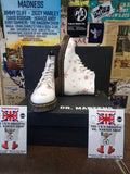Dr Martens Snowflake, Size UK 3-5, Womens Ankle Boots, White and Red Snowflake 6 Hole. 8175