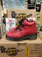Dr Martens Made in England Red Greasy Boot With Stacked Heel Size 4