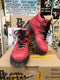 Dr Martens Made in England Red Greasy Boot With Stacked Heel Size 4