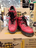 Dr Martens Made in England Red Greasy Boot With Stacked Heel Size 4