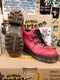 Dr Martens Made in England Red Greasy Boot With Stacked Heel Size 4