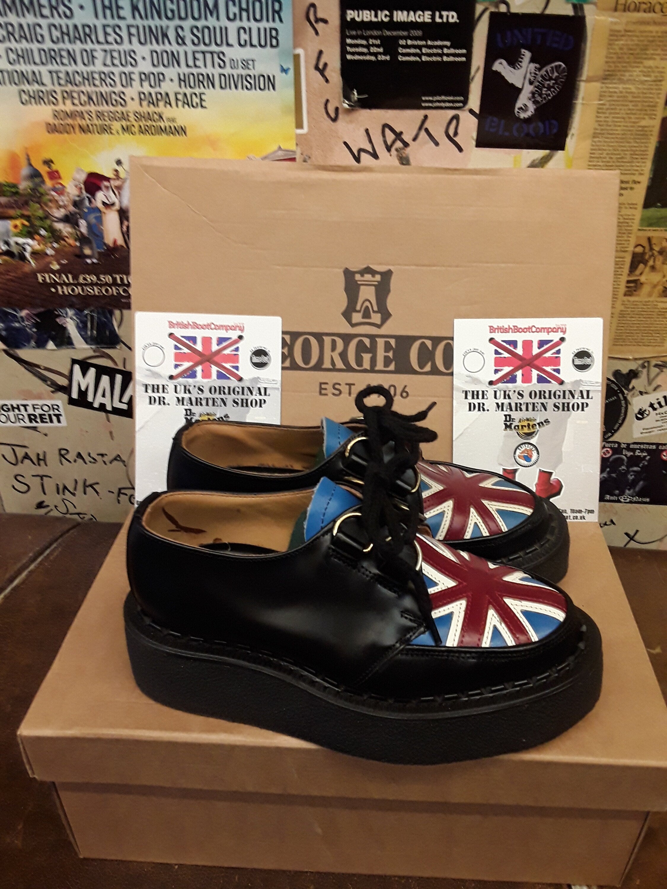 Cox Robot Union Jack Creepers Made in England Size 2