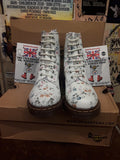 Dr Martens 1460, Size UK 3,4,8, White wild flowers Ankle Boots, Womens 8 eye Boots