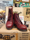 Dr Martens Made in England Cherry Haircell 7 Hole Steel Toe Boots Size 7