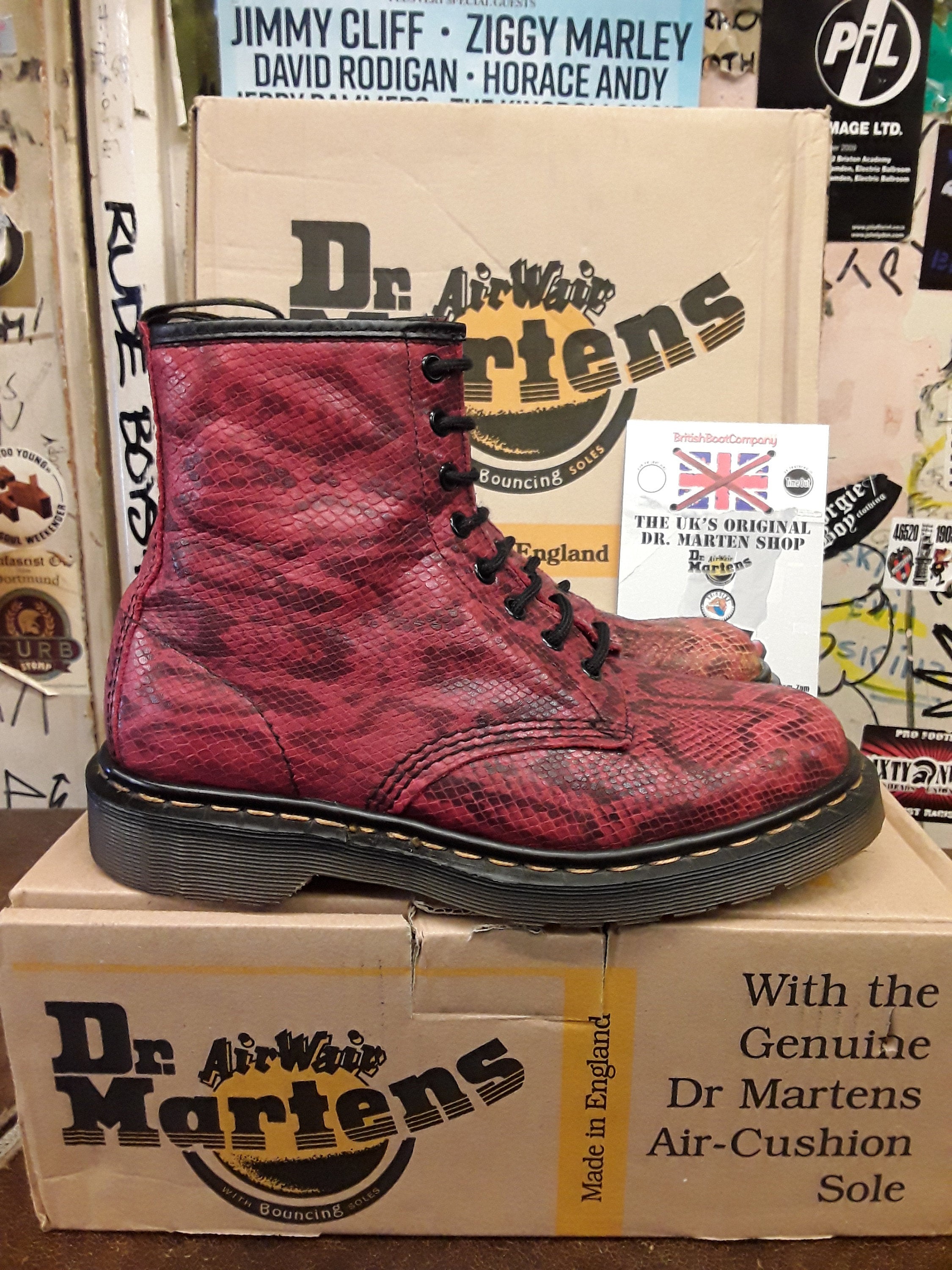Dr Martens Made in England 1460 Red Snake Print Size UK