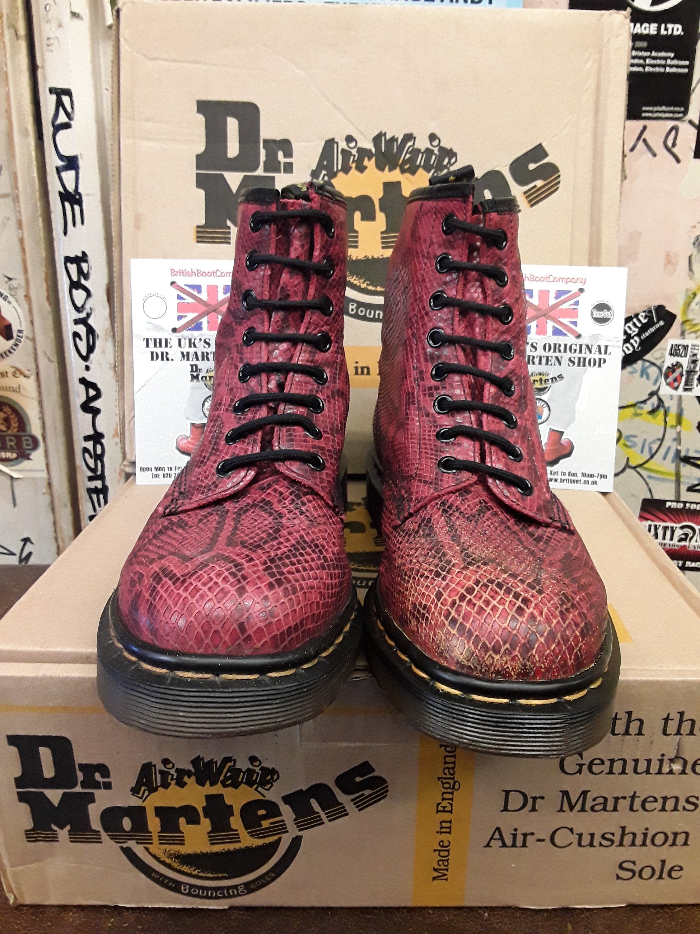 Dr Martens Made in England 1460 Red Snake Print Size 7 UK
