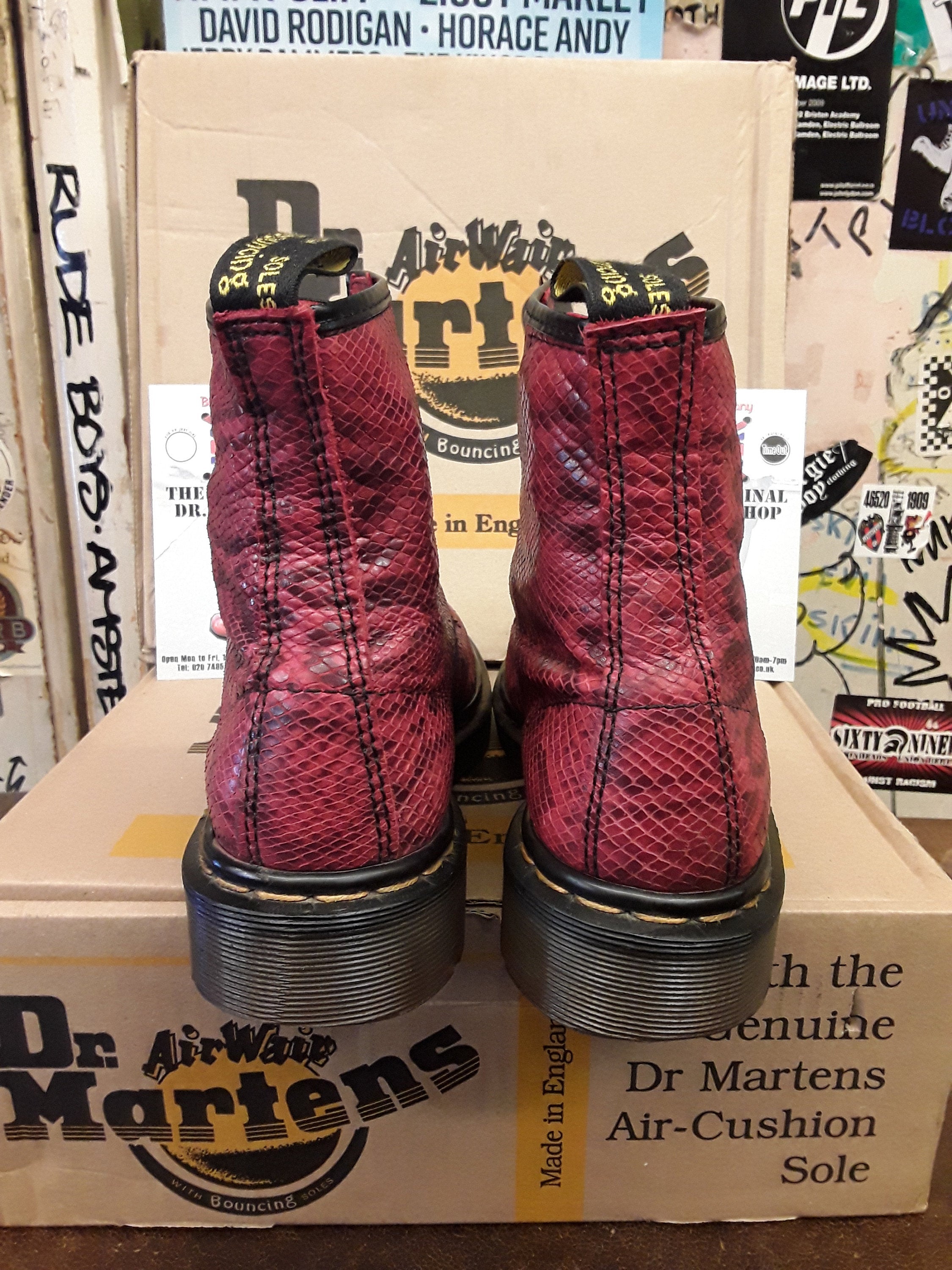 Dr Martens Made in England 1460 Red Snake Print Size 7 UK