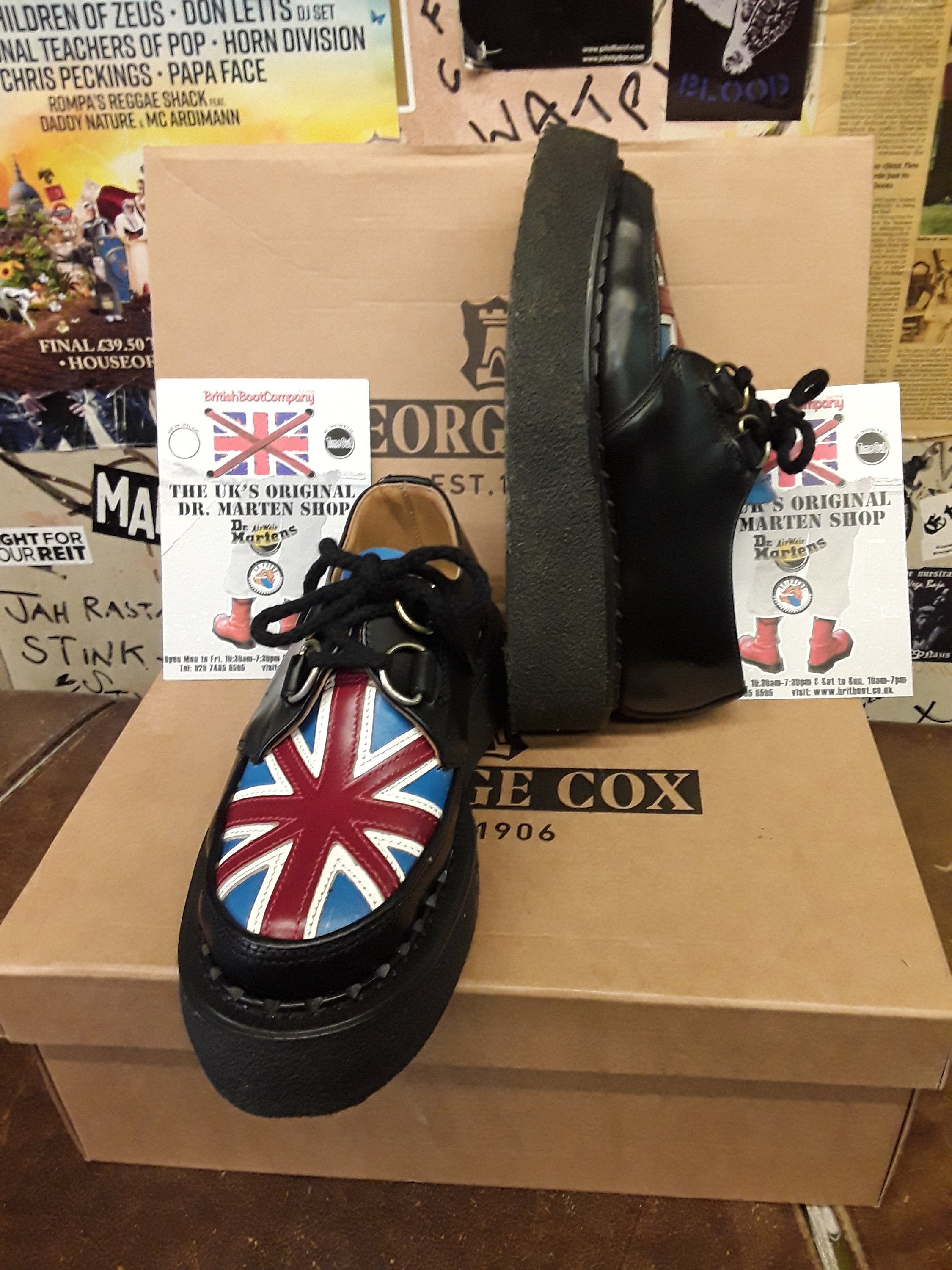Cox Robot Union Jack Creepers Made in England Size 2