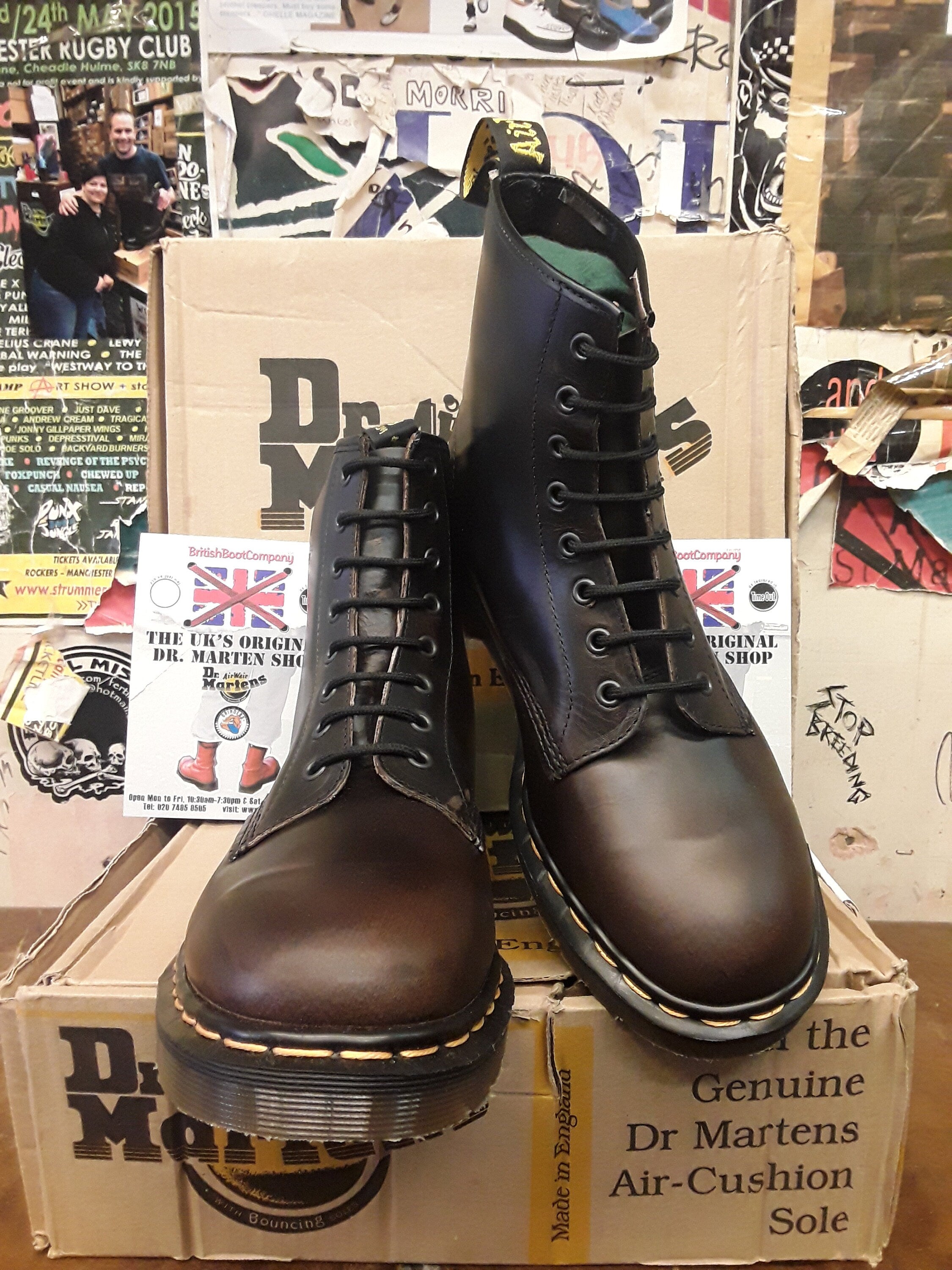 Bottes Dr Martens Sienna Vintage Des Années 90 - Fabriquées En Angleterre, Pointure 38, Cuir Multicolore