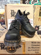 Dr Martens Made in England Black Greasy Industrial 2 Eye 2 D-Ring Steel Shoes Size 10