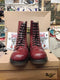Dr Martens Made in England Cherry Haircell 10 Eye Steel Cap Boots Size 6 UK
